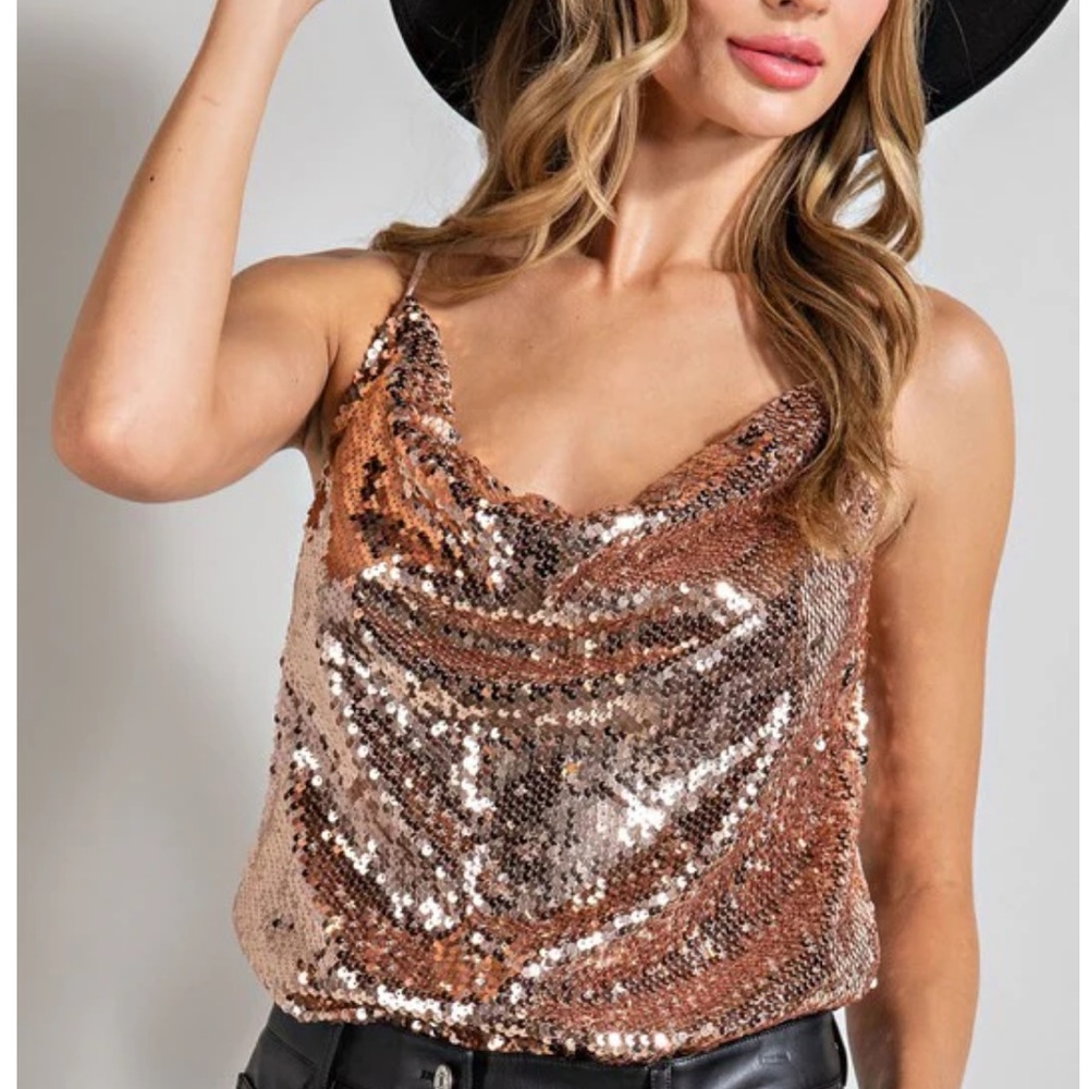 NWT champagne gold sequin bodysuit
